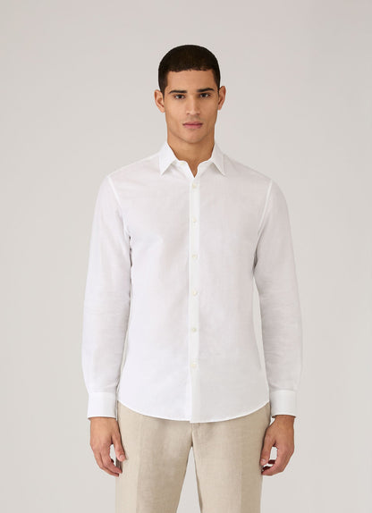 Mens Sea Island Cotton Linen Shirt In White Msht2125 Whaa