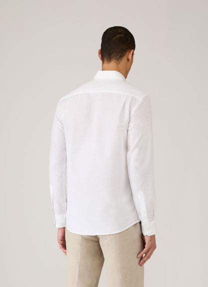 Mens Sea Island Cotton Linen Shirt In White Msht2125 Whaa