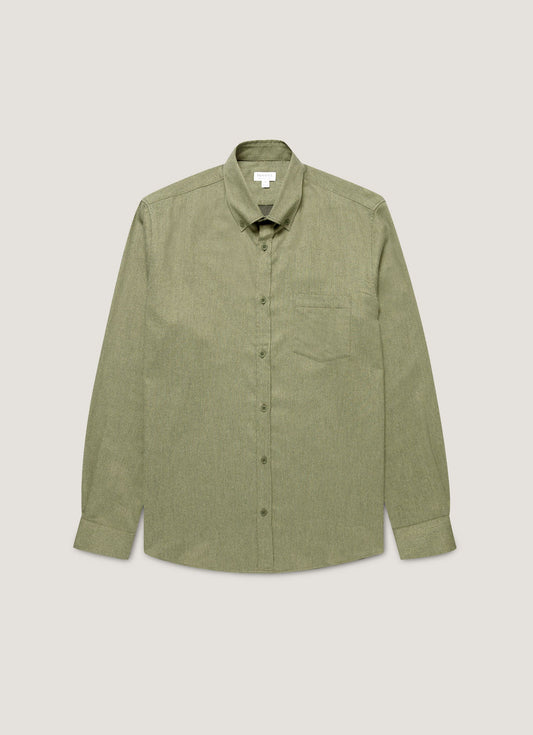Mens Button Down Flannel Shirt In Sea Moss Melange Msht2131 Gniq