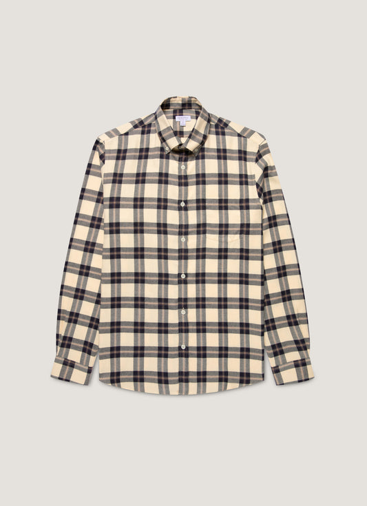 Mens Button Down Flannel Shirt In Truffle Check Msht2131C Whid