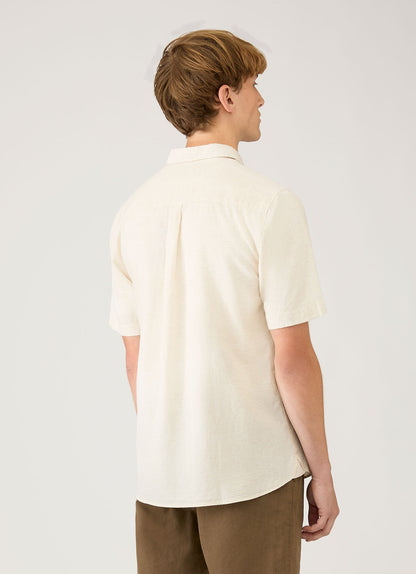 Mens Short Sleeve Cotton Linen Shirt In Ecru Msht2141 Whcr