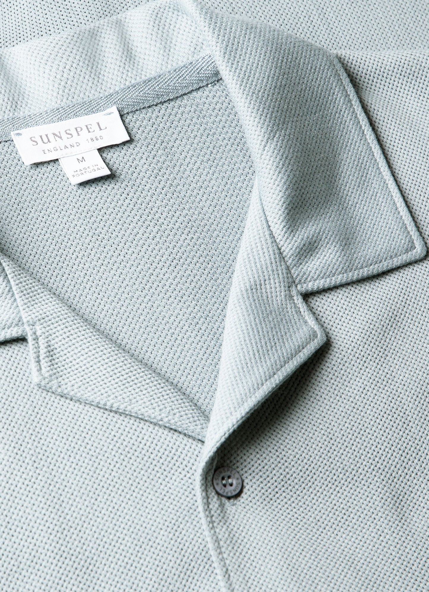 Mens Riviera Camp Collar Shirt In Stone Blue Msht2147 Buwt