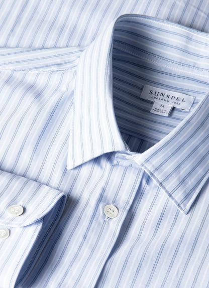 Mens Poplin Shirt In Sky Blue White Navy Msht2153 Stoi