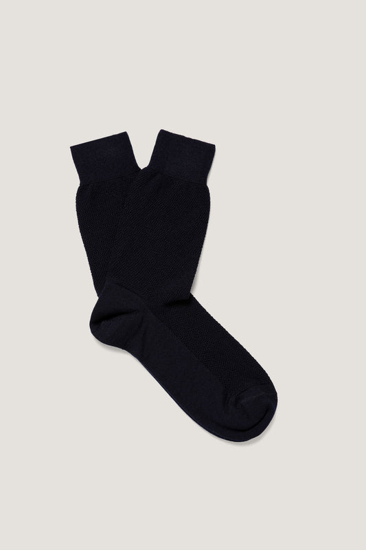 Mens Merino Wool Waffle Socks In Navy Msoc9410 Buaa