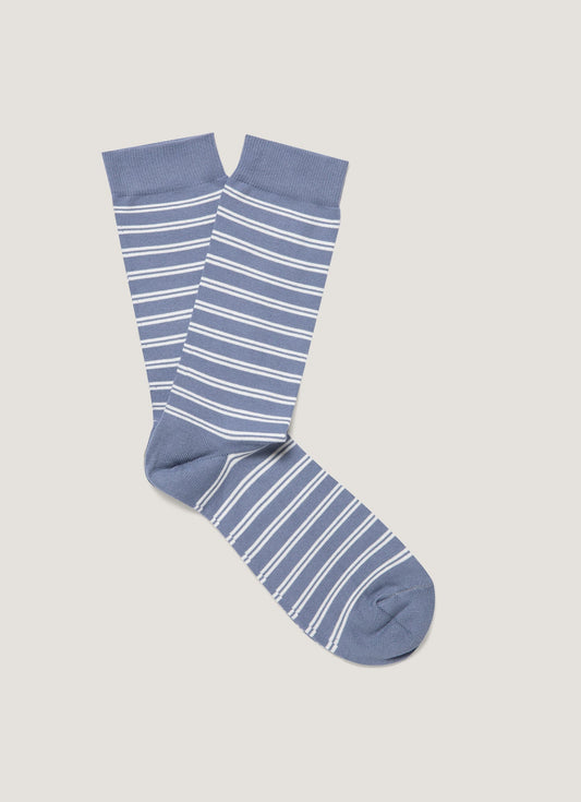 Mens Cotton Socks In Vintage Blue Ecru Msoc9446 Stns