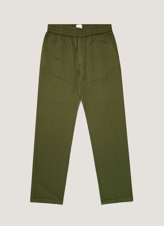 Mens Cotton Linen Drawstring Trouser In Deep Olive Mtrs3135 Gniz