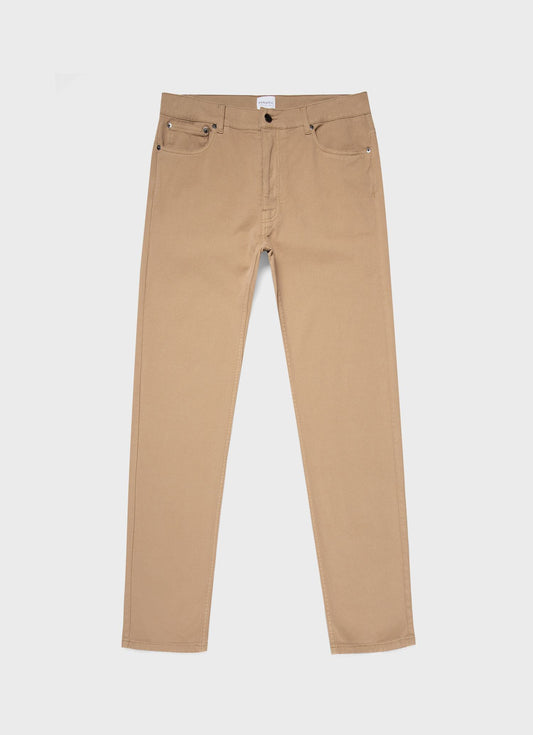Mens Cotton Twill 5 Pocket Trouser In Stone