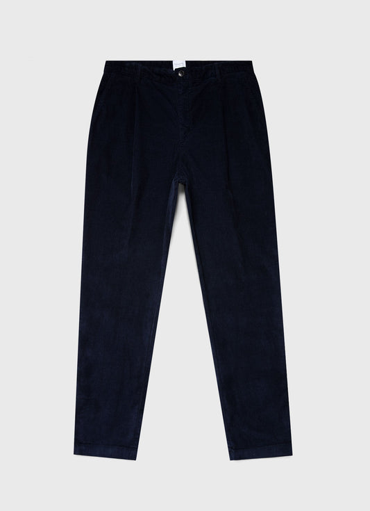 Mens Pleated Corduroy Trouser In Navy Mtrs3041 Buaa