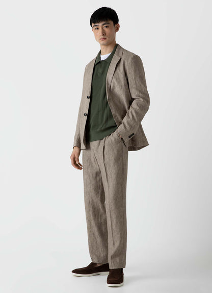 Mens Tailored Relaxed Fit Trouser In Dark Stone