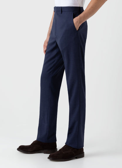 Men S Slim Fit Wool Trouser In Blue Melange Mtrs3064 Buht