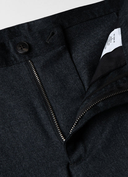 Mens Pleated Wool Flannel Trouser In Charcoal Melange Mtrs3076 Gyad