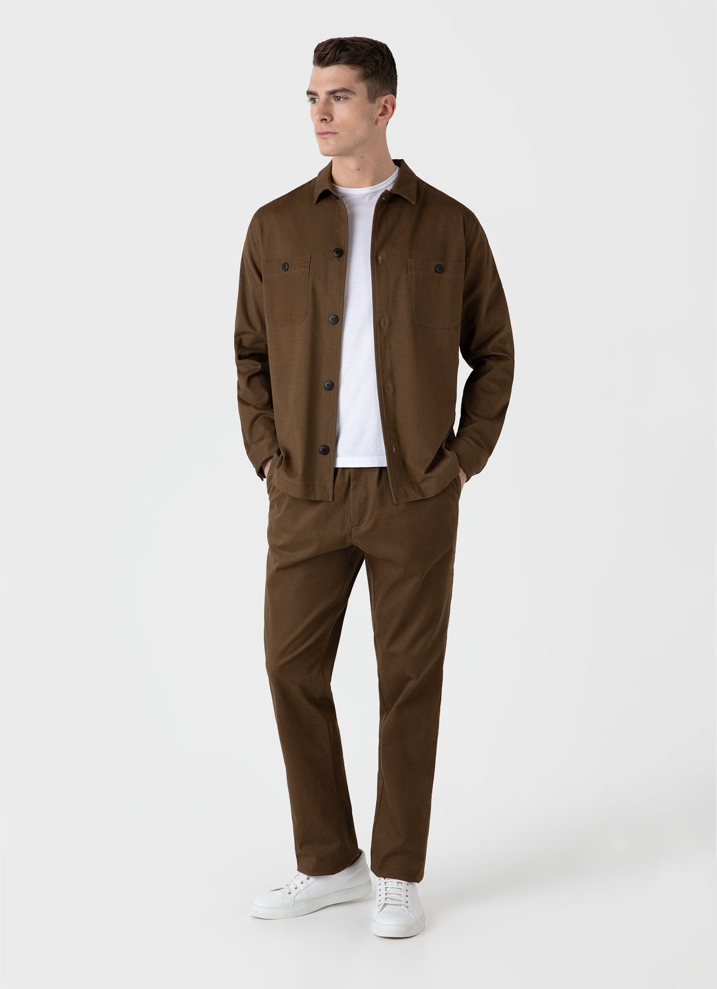Mens Brushed Cotton Wool Drawstring Trouser In Dark Stone Mtrs3083 Whdc