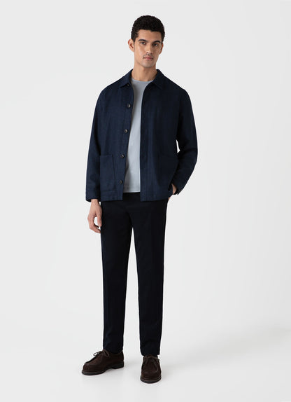 Mens Brushed Cotton Wool Trouser In Navy Mtrs3095 Buaa