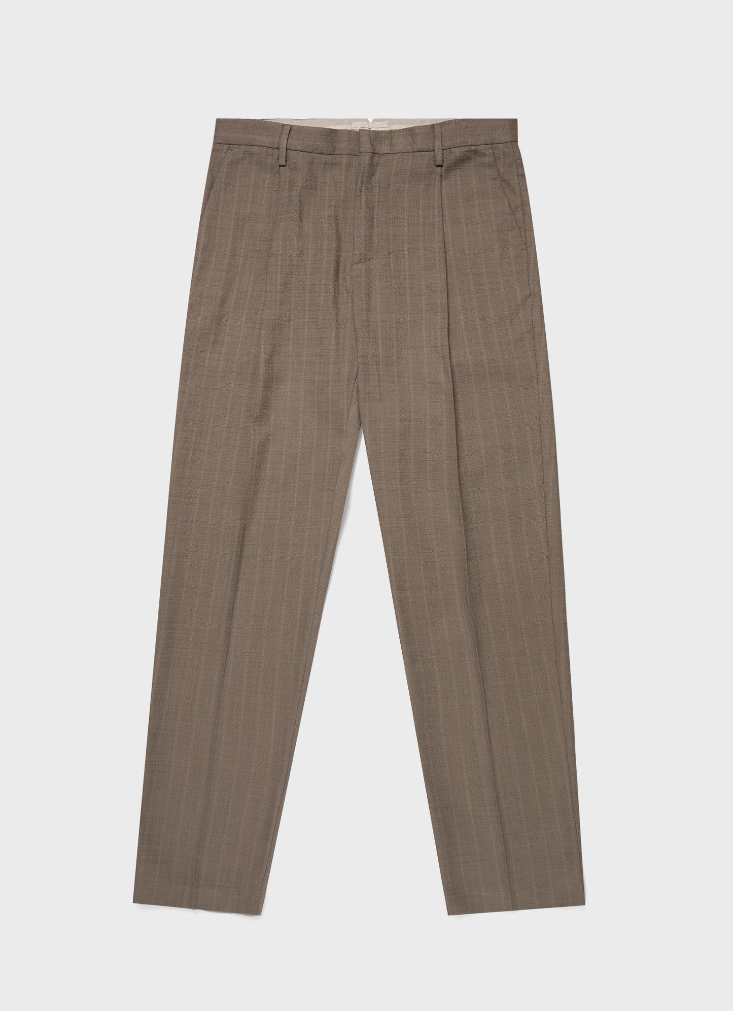 Mens Cotton Raffia Pleat Trouser In Dark Stone Mtrs3107 Whdc
