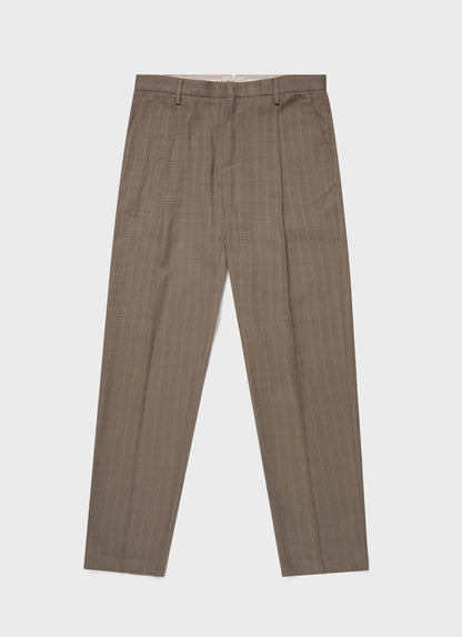 Mens Cotton Raffia Pleat Trouser In Dark Stone Mtrs3107 Whdc