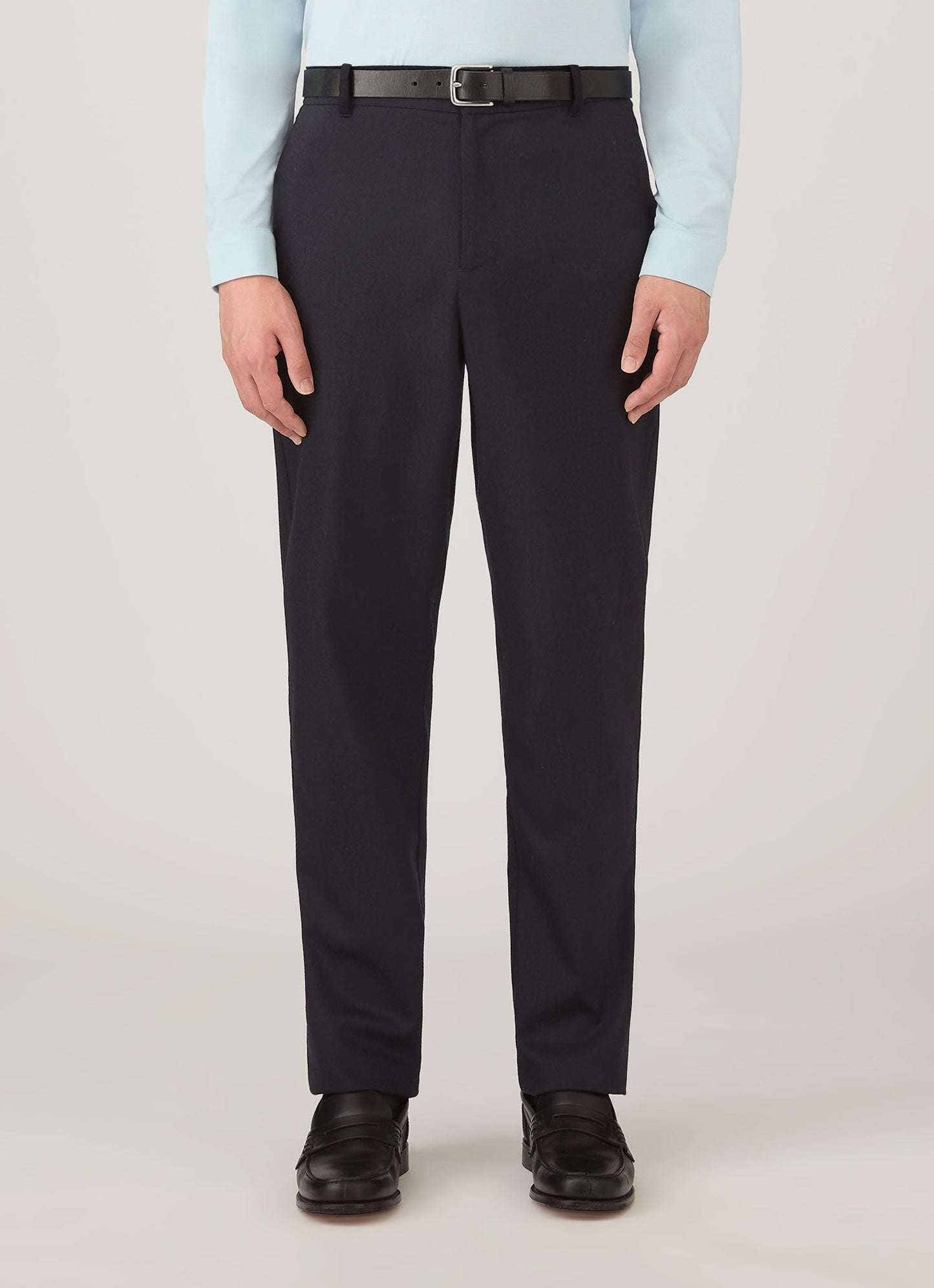 Mens Wool Cashmere Flannel Trouser In Navy Mtrs3125 Buaa