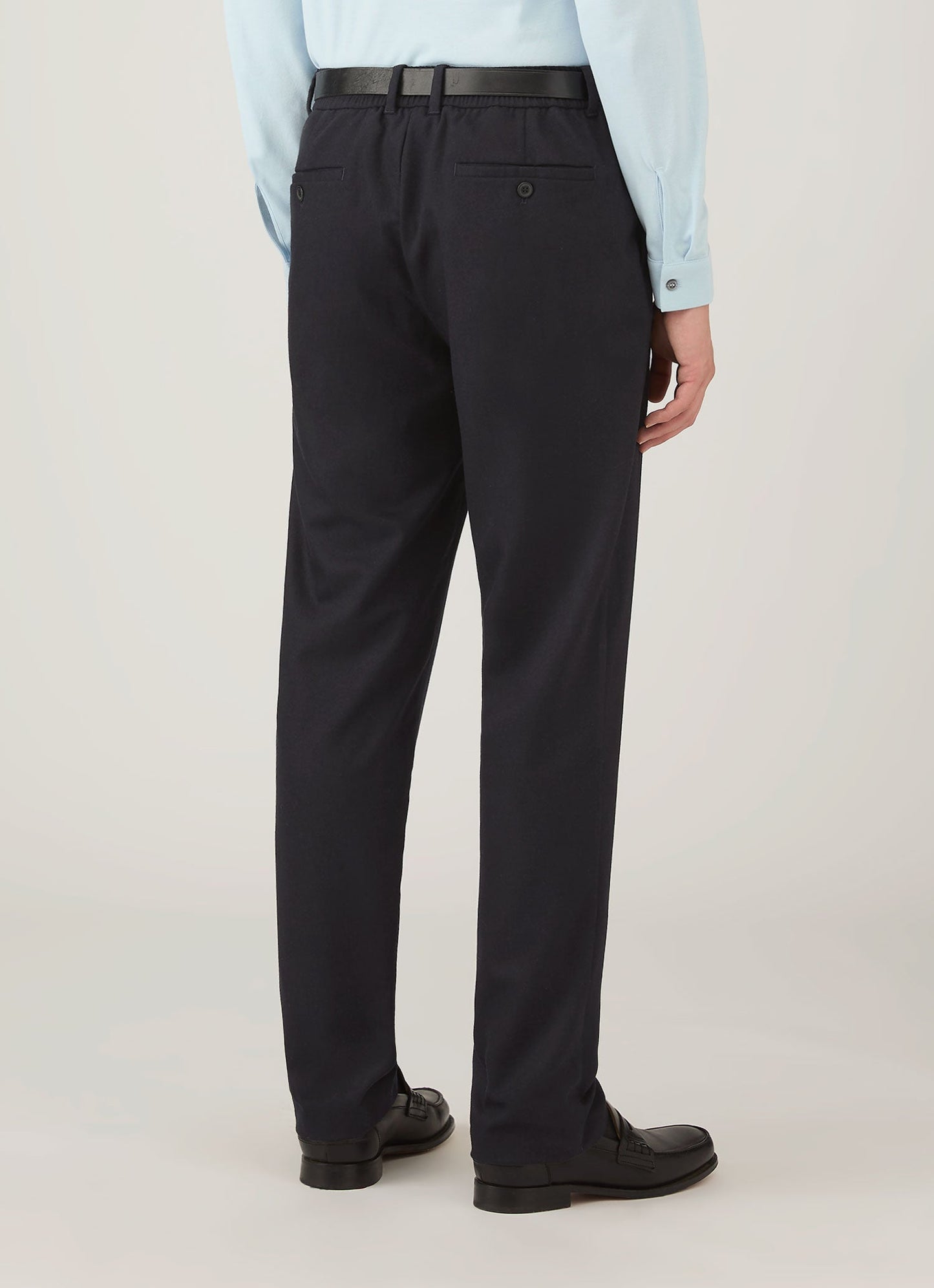 Mens Wool Cashmere Flannel Trouser In Navy Mtrs3125 Buaa