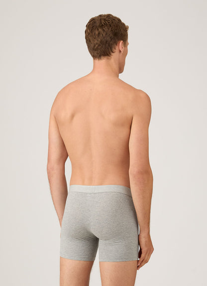 Mens Long Leg Stretch Cotton Trunks In Grey Melange