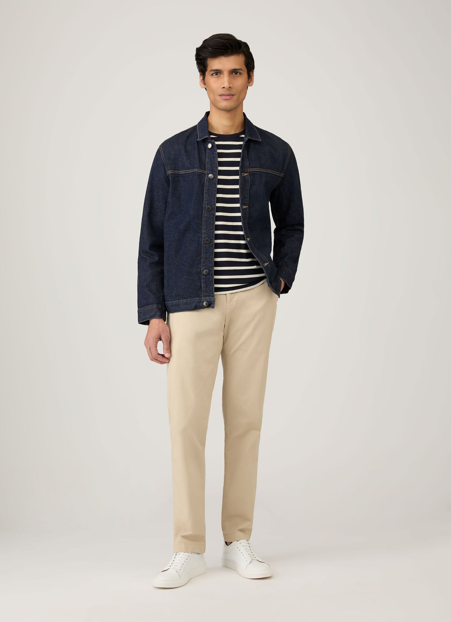 Mens Cotton Classic Breton Stripe Tshirt Navy Ecru Mtsh0001