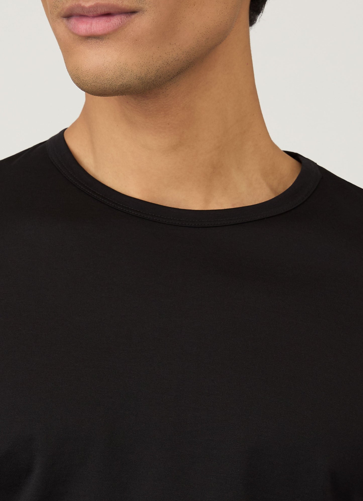 Mens Long Staple Cotton Long Sleeve T Shirt In Black