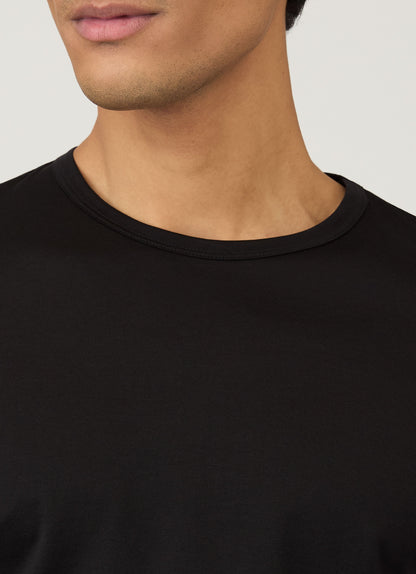 Mens Long Staple Cotton Long Sleeve T Shirt In Black
