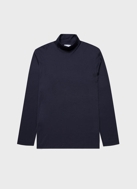 Mens Long Sleeve Roll Neck In Navy