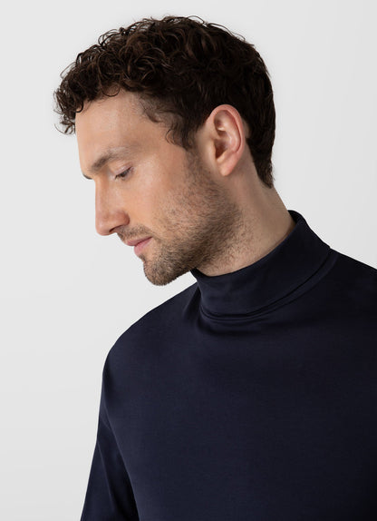Mens Long Sleeve Roll Neck In Navy