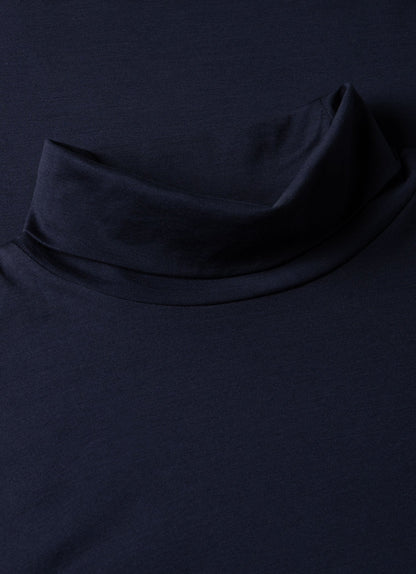 Mens Long Sleeve Roll Neck In Navy