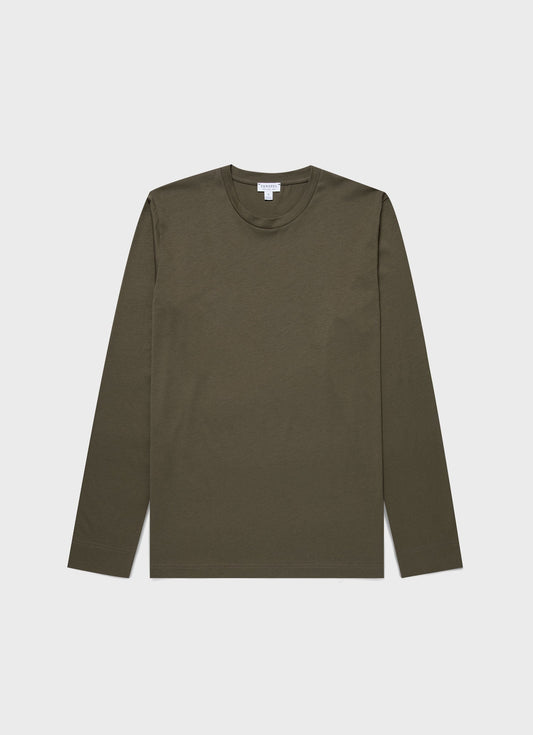 Mens Long Sleeve Riviera Midweight Tshirt In Khaki Mtsh0136S Gngy
