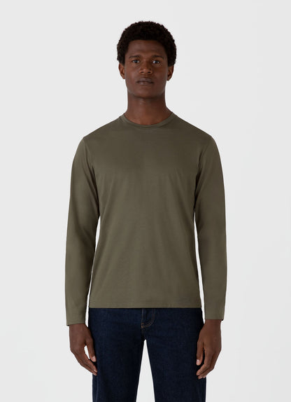 Mens Long Sleeve Riviera Midweight Tshirt In Khaki Mtsh0136S Gngy