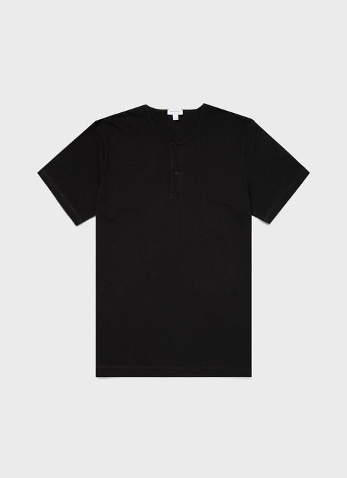 Mens Riviera Henley In Black Mtsh0177 Bkaa