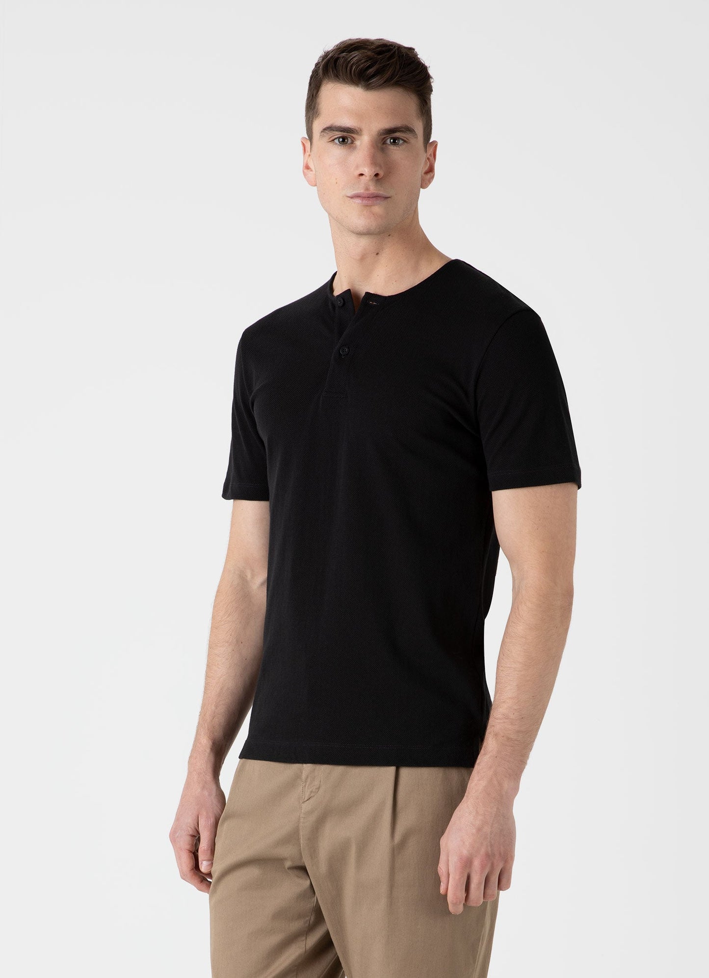 Mens Riviera Henley In Black Mtsh0177 Bkaa