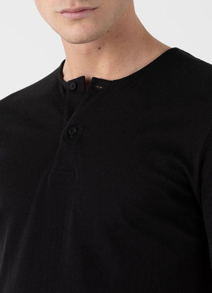 Mens Riviera Henley In Black Mtsh0177 Bkaa