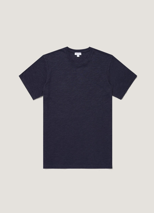 Mens Cotton Linen Tshirt In Navy Mtsh0192 Buaa