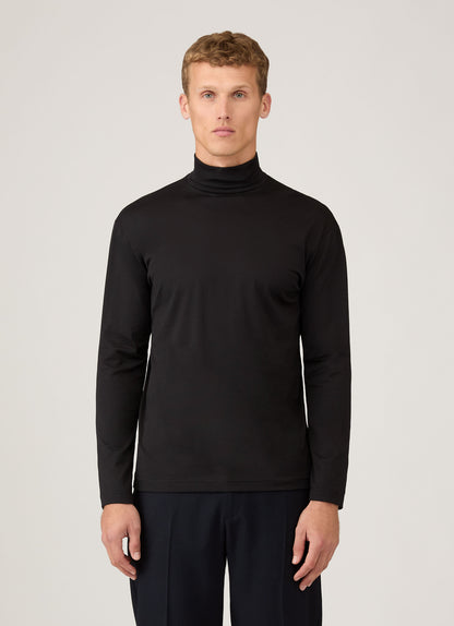 Mens Roll Neck Heavyweight Tshirt In Black Mtsh0196 Bkaa