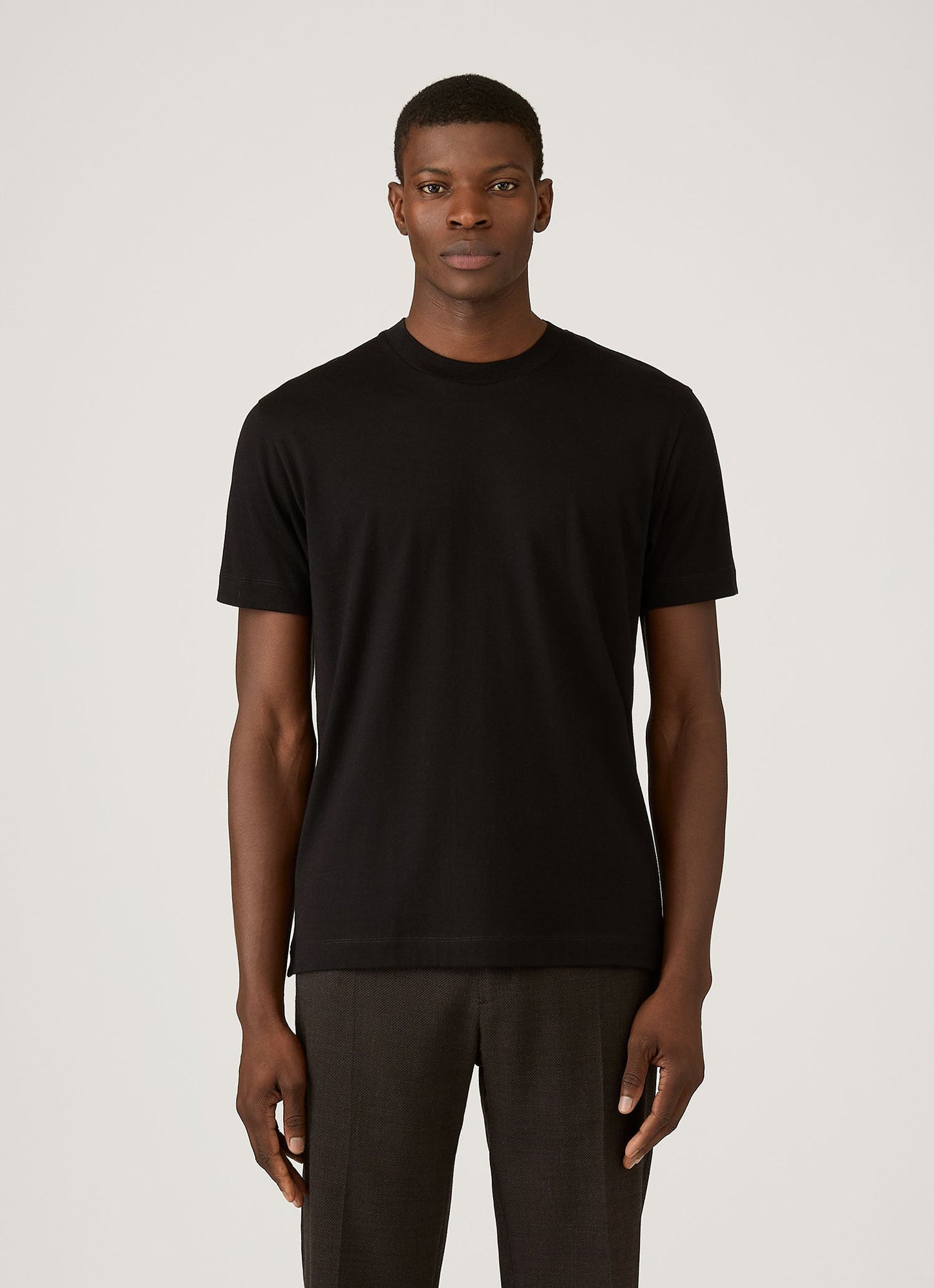 Mens Silk Cotton Cashmere Tshirt In Black Mtsh0203 Bkaa