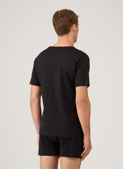 Mens Superfine Cotton Low V Neck Underwear T Shirt In Black Mtsh4002