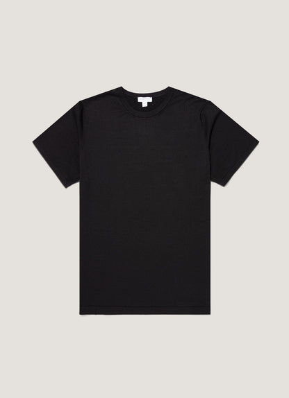 Mens Sea Island Cotton Knit Tshirt In Black Mtsh8278 Bkaa