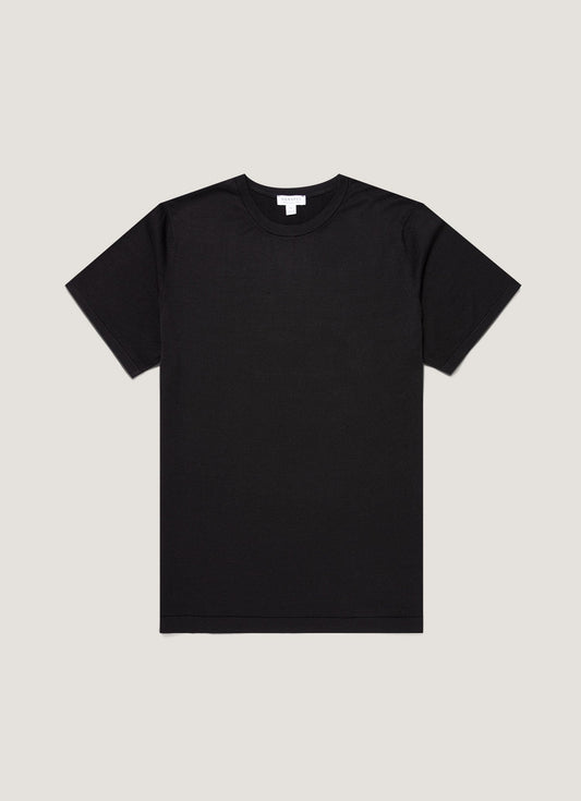 Mens Sea Island Cotton Knit Tshirt In Black Mtsh8278 Bkaa
