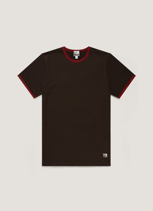 Mens Paul Weller Ringer Tshirt In Dark Brown Pwmtsh0135 Brha