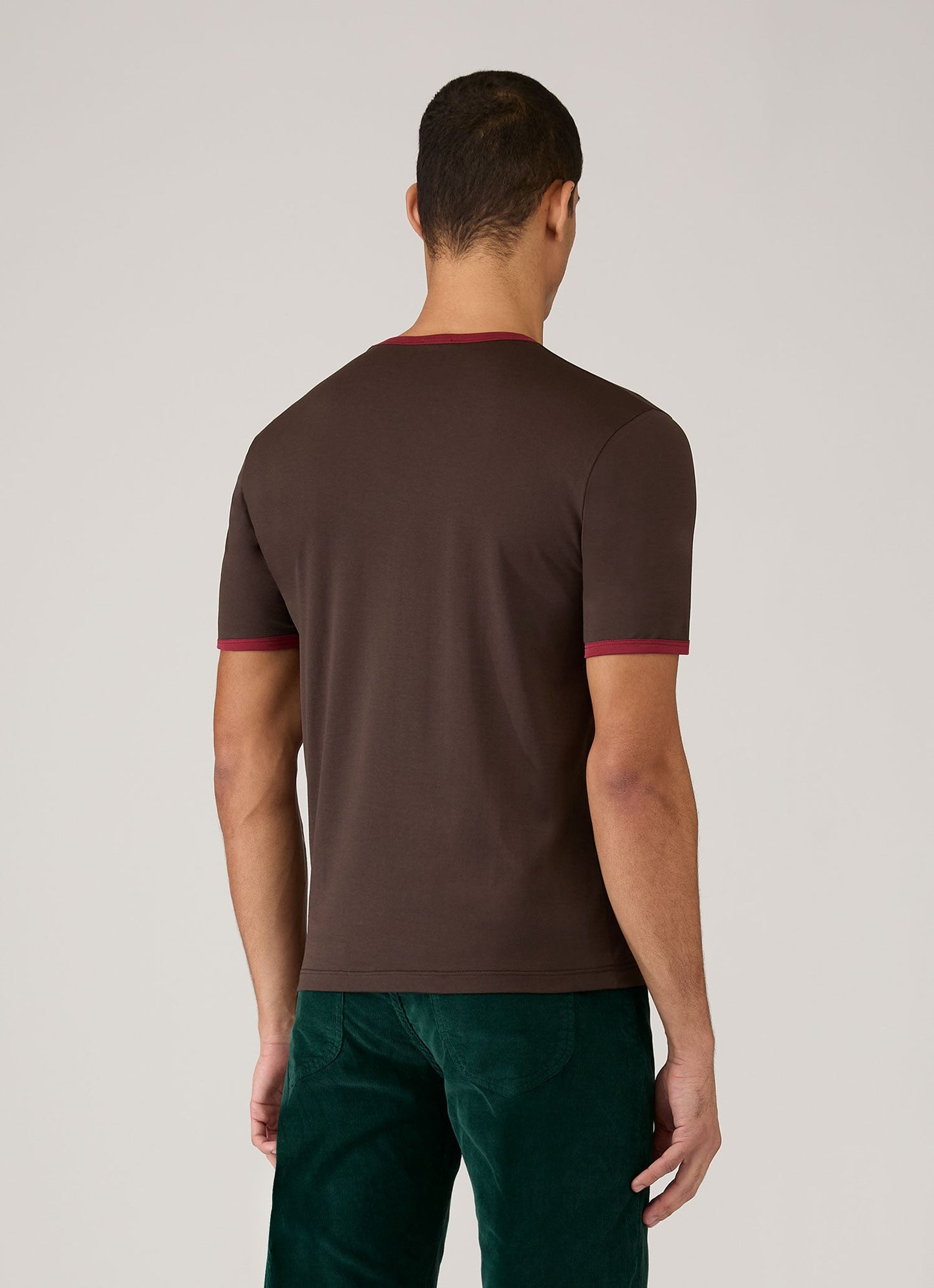 Mens Paul Weller Ringer Tshirt In Dark Brown Pwmtsh0135 Brha