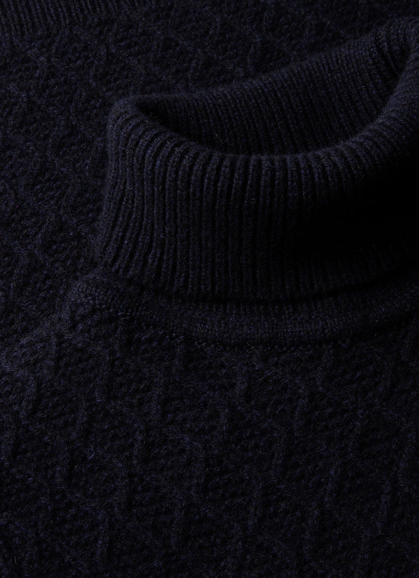 Mens Wm Brown Lambswool Roll Neck In Dark Navy Mouline Wbmjum8268 Bufa