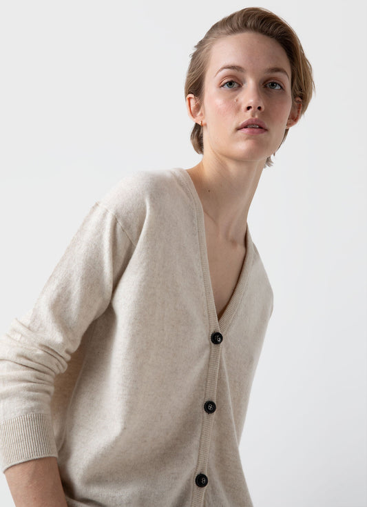 Womens Cashmere Cardigan In Natural Ecru Wcar8151U Whgs