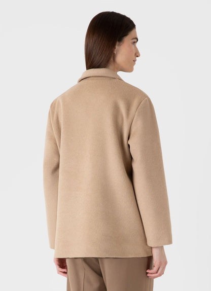 Womens Double Faced Twin Pocket Jacket In Light Camel Wjac7047 Brfg