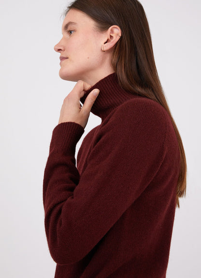 Womens Lambswool Funnel Neck Jumper In Port
