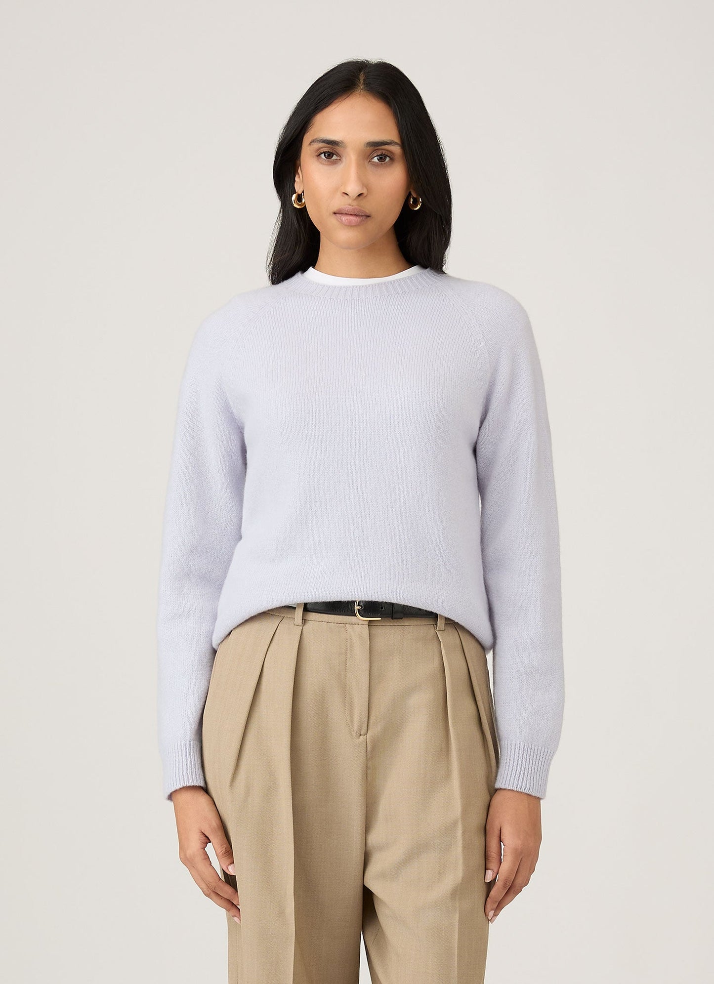 Womens Lambswool Crew Neck Jumper In Ice Blue Wjum8073 Buge