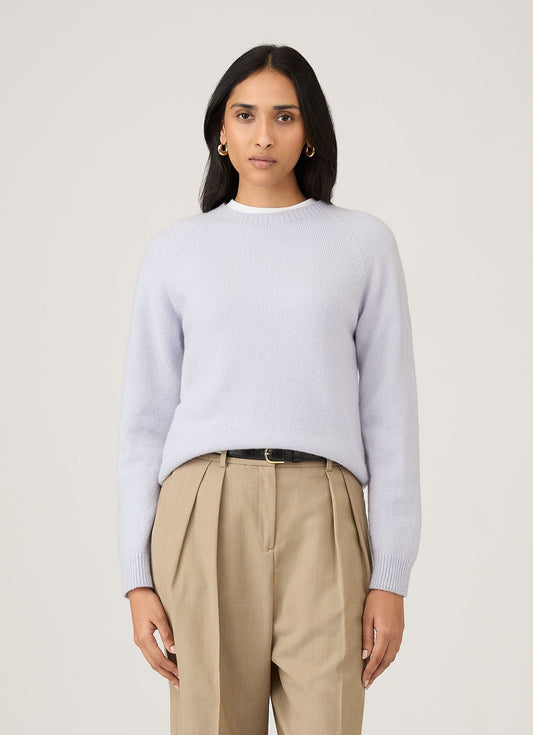 Womens Lambswool Crew Neck Jumper In Ice Blue Wjum8073 Buge