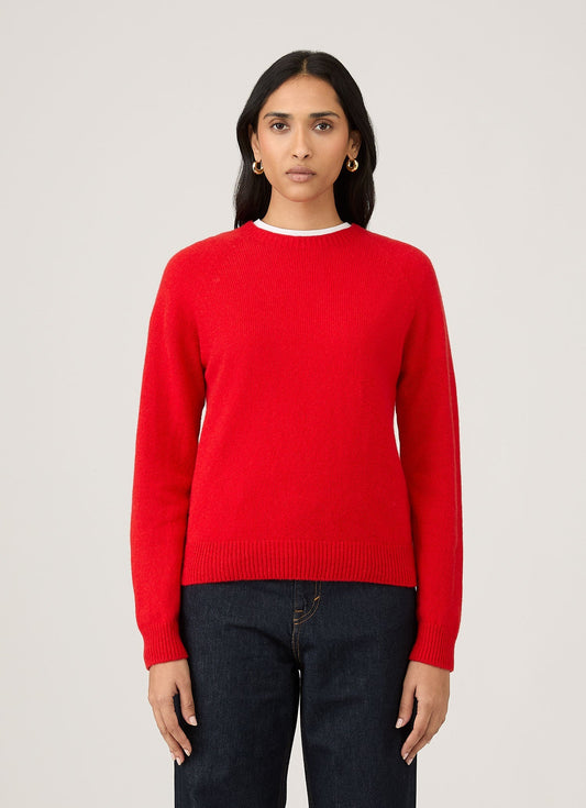 Womens Lambswool Crew Neck Jumper In Bright Red Wjum8073 Rdem