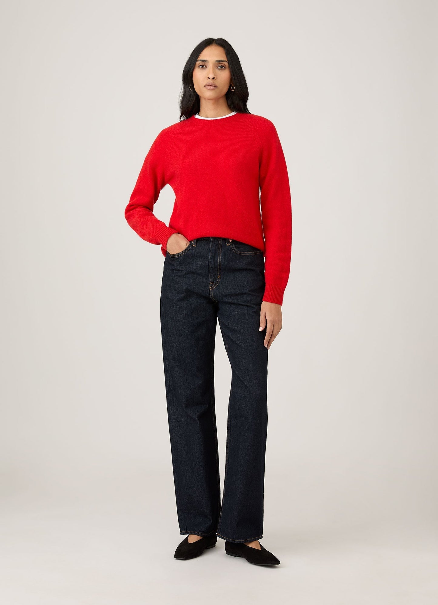 Womens Lambswool Crew Neck Jumper In Bright Red Wjum8073 Rdem