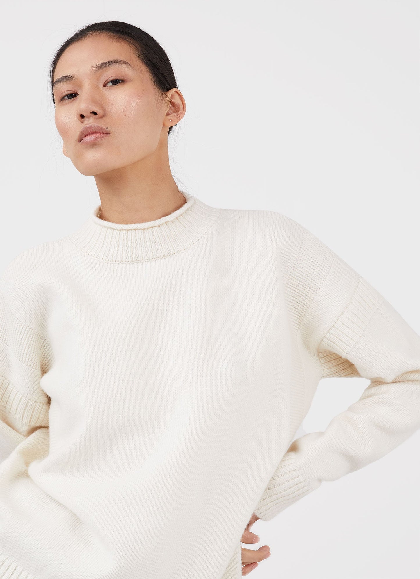 Womens Fisherman Jumper In Ecru